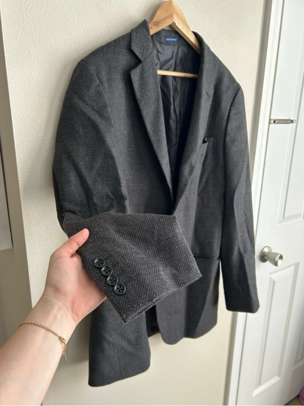 Stafford Grey Wool Blend Seasonal Texture Classic Fit Blazer Sport Coat Size 42L